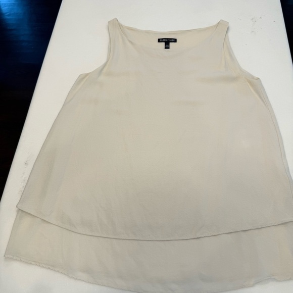 Eileen Fisher Silk Tank Top Sz XS Ivory Neutral Sleeveless layered Blouse - Picture 9 of 9